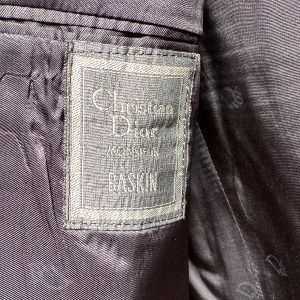 VTG Christian Dior Monsieur Baskin Pinstripe Blazer Charcoal Gray 2-Button 42R